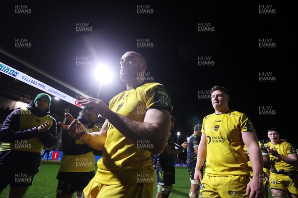 280226 - Dragons RFC v Benetton Rugby - United Rugby Championship - Cai Evans of Dragons at full time