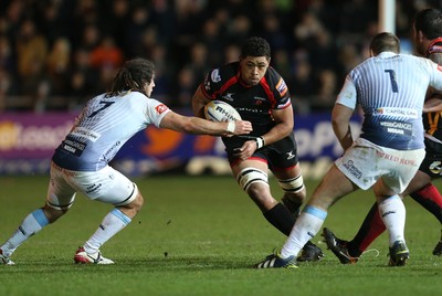 261213 - Newport Gwent Dragons v Cardiff Blues, RaboDirect PRO12 - Dragons Toby Faletau takes on Blues' Josh Navidi