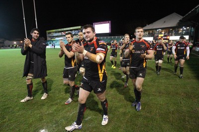 261213 - Newport Gwent Dragons v Cardiff Blues, RaboDirect PRO12 - Dragons players applaud the supporters after the win over the Blues