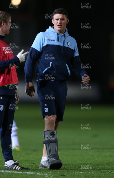 070918 - Dragons A v Cardiff Blues A - Celtic Cup - James Botham of Cardiff Blues in a boot at full time