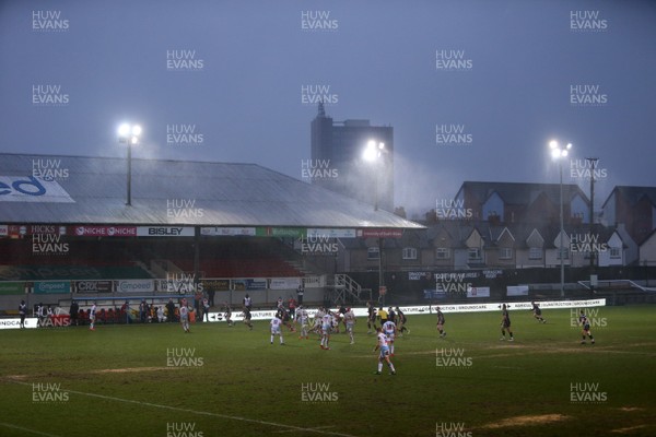 261220 - Dragons v Cardiff Blues - Guinness PRO14 - General View of Rodney Parade as the rain comes down