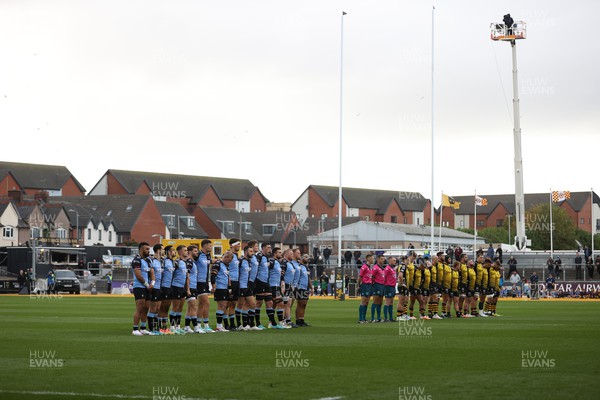 291023 - Dragons RFC v Cardiff Rugby - United Rugby Championship - A minute silence for Dennis Gethin