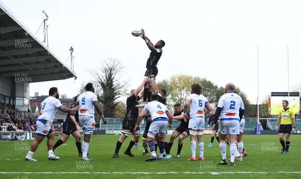 161119 - Dragons v Castres - European Rugby Challenge Cup - Max Williams of Dragons takes line out ball