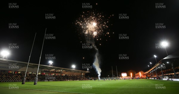 111019 - Dragons v Connacht, Guinness PRO14 - Fireworks at Rodney Parade as the Dragons take to the field