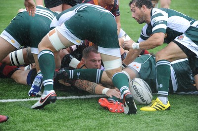 200816 - Dragons v Ealing Trailfinders - Ystrad MynachRhys Buckley Dragons hooker scores the Dragons first try