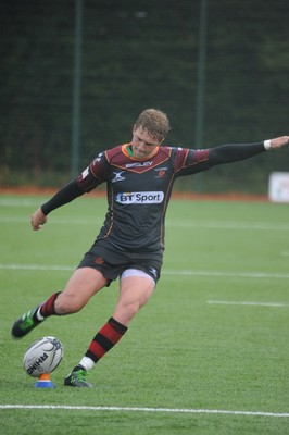 200816 - Dragons v Ealing Trailfinders - Ystrad MynachAngus O'Brien kicks a conversion for the Dragons