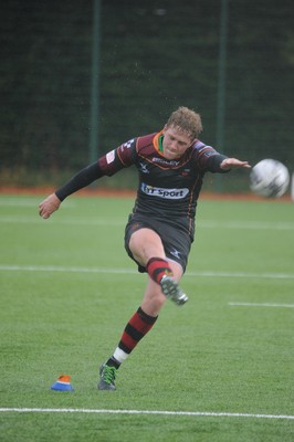 200816 - Dragons v Ealing Trailfinders - Ystrad MynachAngus O'Brien kicks a conversion for the Dragons