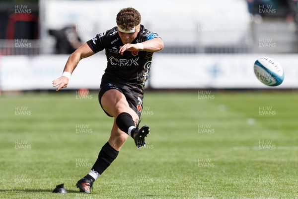 210522 - Dragons v Emirates Lions - United Rugby Championship - Will Reed of Dragons kicks a conversion
