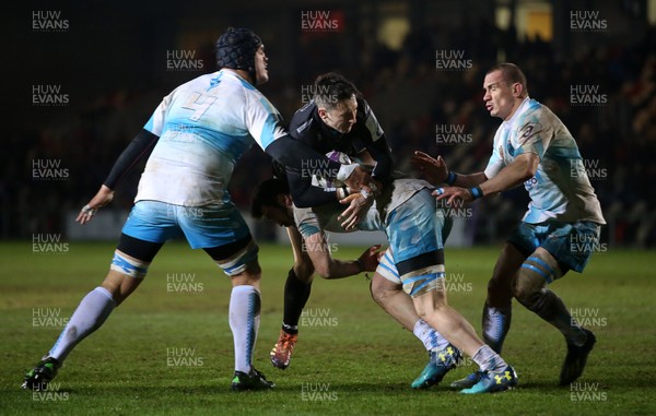 170120 - Dragons v Enisei-STM - European Rugby Challenge Cup - Sam Davies of Dragons is tackled by Mikheil Gachechiladze of Enisei-STM