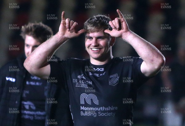 170120 - Dragons v Enisei-STM - European Rugby Challenge Cup - Aaron Wainwright of Dragons celebrates at full time
