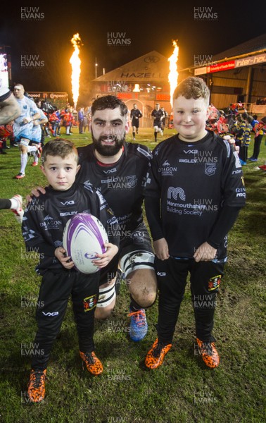 170120 - Dragons v Enisei-STM - European Rugby Challenge Cup - Cory Hill of Dragons with mascots
