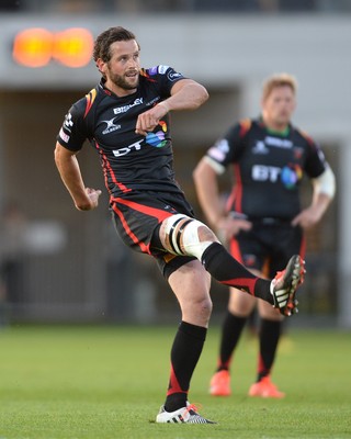 260816 - Newport-Gwent Dragons v Exeter Chiefs - Preseason Friendly -Nick Macleod of Dragons kicks at goal