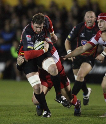 04.11.10..Newport Gwent Dragons v Gloucester, LV= Cup - Dragons Adam Jones charges forward 