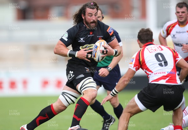 040812 - Newport Gwent Dragons v Gwent Select XV, Pre-season Friendly - Dragons Ian Nimmo takes on Gwent's Rhys Downs 