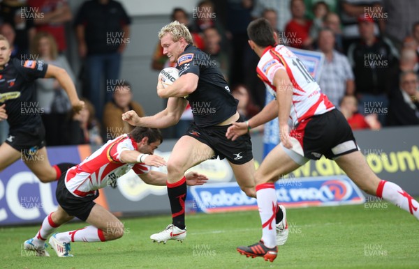 040812 - Newport Gwent Dragons v Gwent Select XV, Pre-season Friendly - Dragons Pat Leach tests the Gwent defence