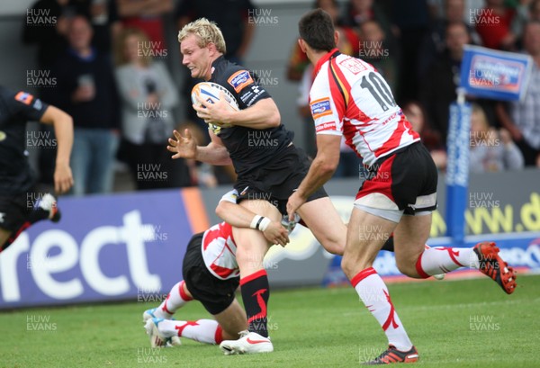 040812 - Newport Gwent Dragons v Gwent Select XV, Pre-season Friendly - Dragons Pat Leach tests the Gwent defence