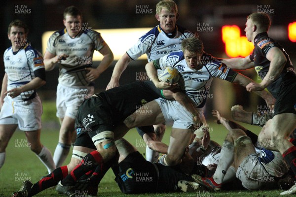 010313 - Newport Gwent Dragons v Leinster, RaboDirect PRO12 - Leinster's Luke Fitzgerald is tackled by Dragons' Lewis Evans   