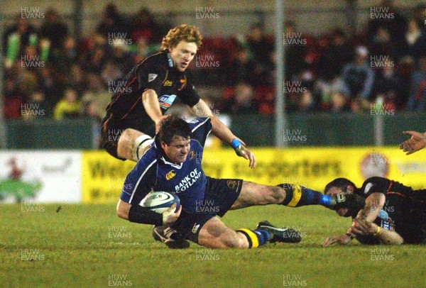 180206 - Gwent Dragons v Leinster - Celtic League - Leinster's Reggie Corrigan takes the ball to ground 