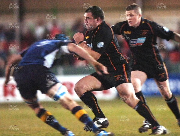 180206  Newport Gwent Dragons v Leinster  Adam Black is tackled by Bryce Williams     