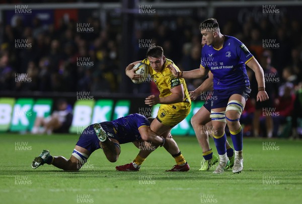 281125 - Dragons RFC v Leinster - United Rugby Championship - Dylan Kelleher-Griffiths of Dragons Jack Boyle of Leinster 