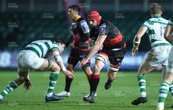 151217 - Dragons v Newcastle Falcons - European Rugby Challenge Cup - Cory Hill of Dragons spots a gap