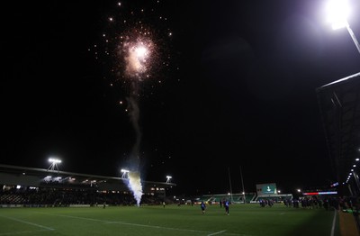 160126 - Dragons v Newcastle Red Bulls - European Rugby Challenge Cup - Fireworks at full time