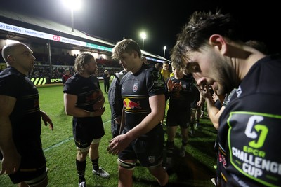 160126 - Dragons v Newcastle Red Bulls - European Rugby Challenge Cup - Dejected Newcastle at full time