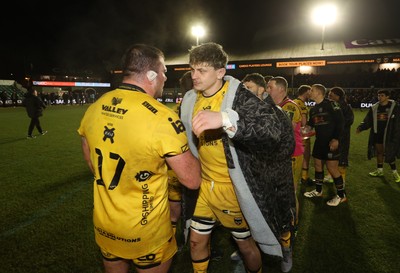 160126 - Dragons v Newcastle Red Bulls - European Rugby Challenge Cup - Ryan Woodman of Dragons at full time
