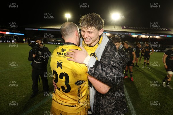 160126 - Dragons v Newcastle Red Bulls - European Rugby Challenge Cup - Ryan Woodman of Dragons celebrates at full time