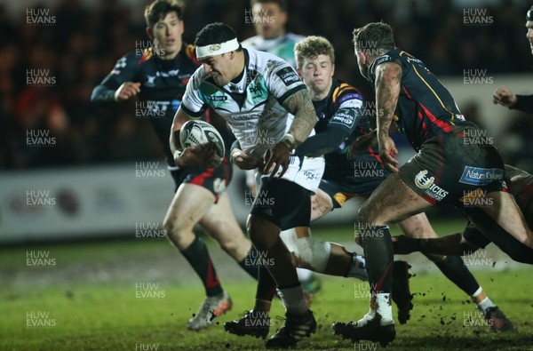 010117 - Newport Gwent Dragons v Ospreys, Guinness PRO12 - Josh Matavesi of Ospreys charges towards the try line by Gareth Everett