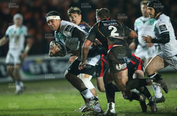 010117 - Newport Gwent Dragons v Ospreys, Guinness PRO12 - Josh Matavesi of Ospreys charges towards the try line by Gareth Everett