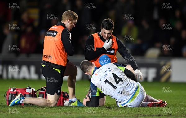 040120 - Dragons v Ospreys - Guinness PRO14 - George North of Ospreys is treated for injury
