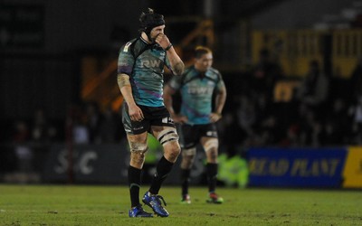 27.03.10 - Newport-Gwent Dragons v Ospreys - Magners League - Ryan Jones of Ospreys looks dejected. 