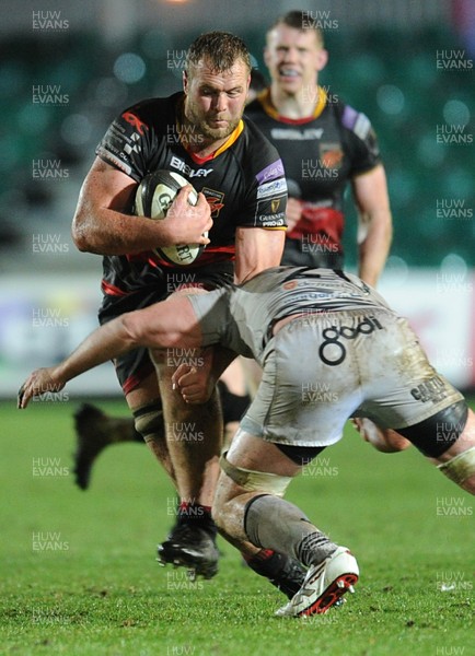 311217- Dragons v Ospreys - Guinness PRO14 -  Dragons Robson Blake is tackled by Rob McCusker