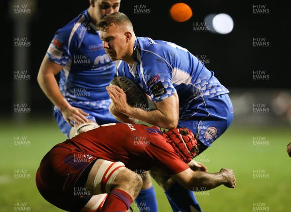 161118 - Dragons v Russia Rugby, International Friendly - Jack Dixon of Dragons takes on Vitaly Zhivatov of Russia