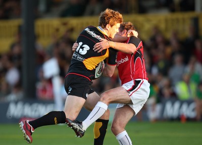 22.08.08...Newport Gwent Dragons v Saracens, pre-season friendly Dragons Rory Sidey charges into Saracens Glen Jackson 