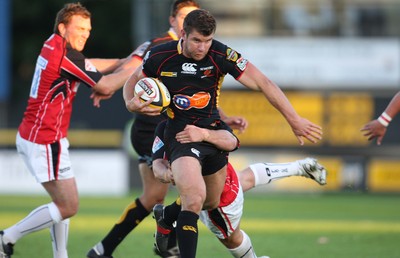 22.08.08...Newport Gwent Dragons v Saracens, pre-season friendly Dragons Marc Stcherbina tests the Saracens defence 