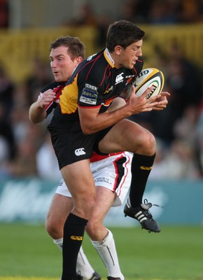 22.08.08...Newport Gwent Dragons v Saracens, pre-season friendly Dragons James Arlidge tests the Saracens defence 