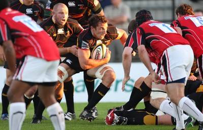 22.08.08...Newport Gwent Dragons v Saracens, pre-season friendly Dragons Joe Bearman tests the Saracens defence 