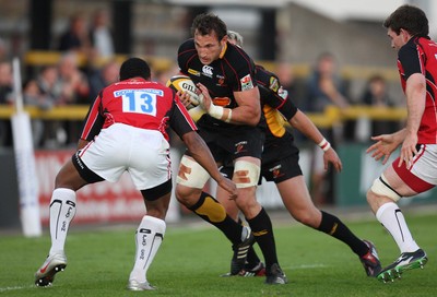 22.08.08...Newport Gwent Dragons v Saracens, pre-season friendly Dragons Joe Bearman takes on Saracens Kameli Ratuvou 