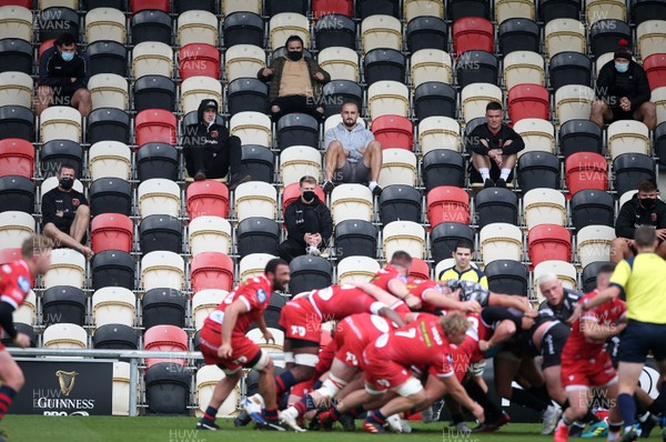 161020 - Dragons v Scarlets - Friendly - Dragons players watch the game from the stands