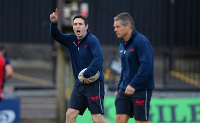 210815 - Newport-Gwent Dragons v Scarlets - Preseason Friendly -Scarlets assistant coaches Byron Hayward and Stephen Jones