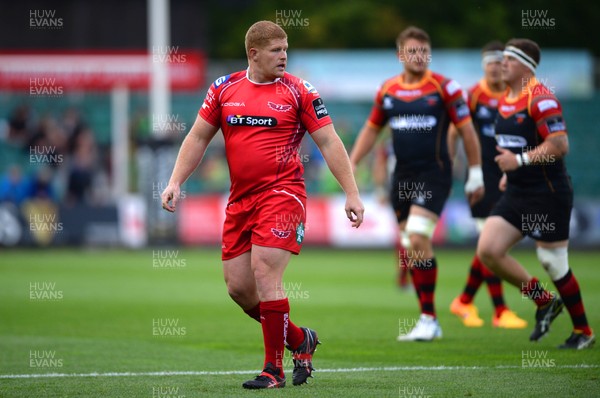 210815 - Newport-Gwent Dragons v Scarlets - Preseason Friendly -Dylan Evans of Scarlets