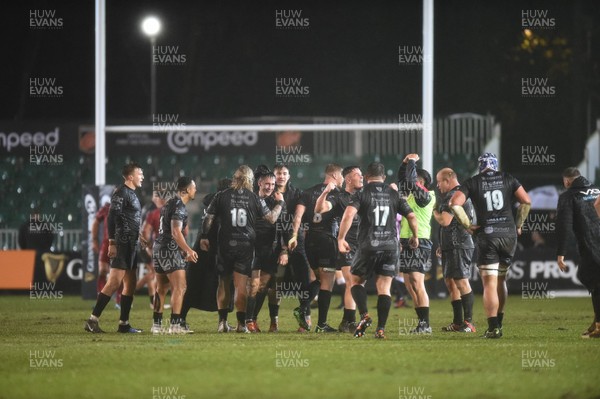 211219 - Dragons v Scarlets - Guinness Pro 14 - Dragons players celebrate their last second win