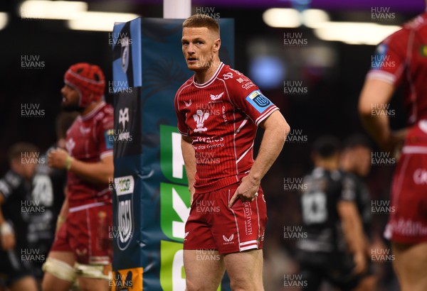 220423 - Dragons v Scarlets - United Rugby Championship - Johnny McNicholl of Scarlets looks dejected