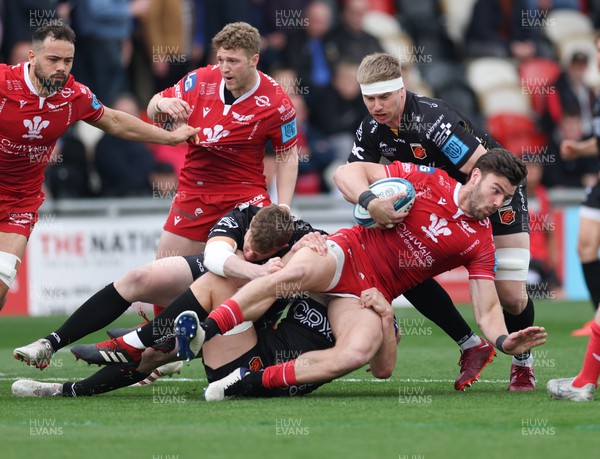 230422 - Dragons v Scarlets, United Rugby Championship - \s12\ looks to get away from \d12\