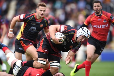 080918 - Dragons v Southern Kings - Guinness PRO14 - Ollie Griffiths of Dragons scores try