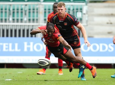 080918 - Dragons v Isuzu Southern Kings, Guinness PRO14 - Michael Makase of Isuzu Southern Kings dives on the loose ball to win possession