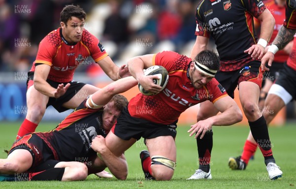 080918 - Dragons v Southern Kings - Guinness PRO14 - Stephan De Wit of Southern Kings is tackled by Jack Dixon of Dragons