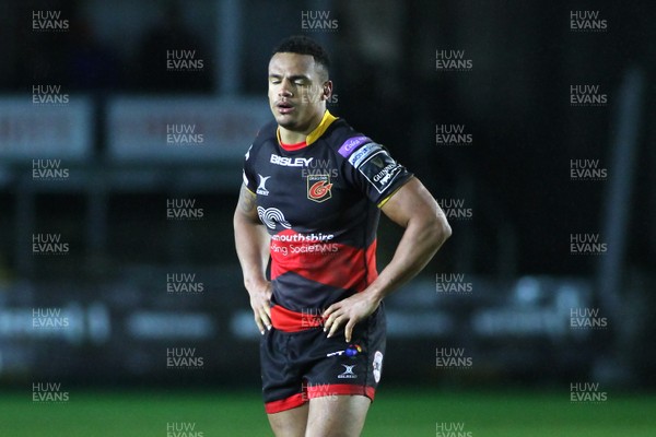 230318 - Dragons v Toyota Cheetahs - Guinness PRO14 -  Ashton Hewitt of Dragons is dejected at the final whistle